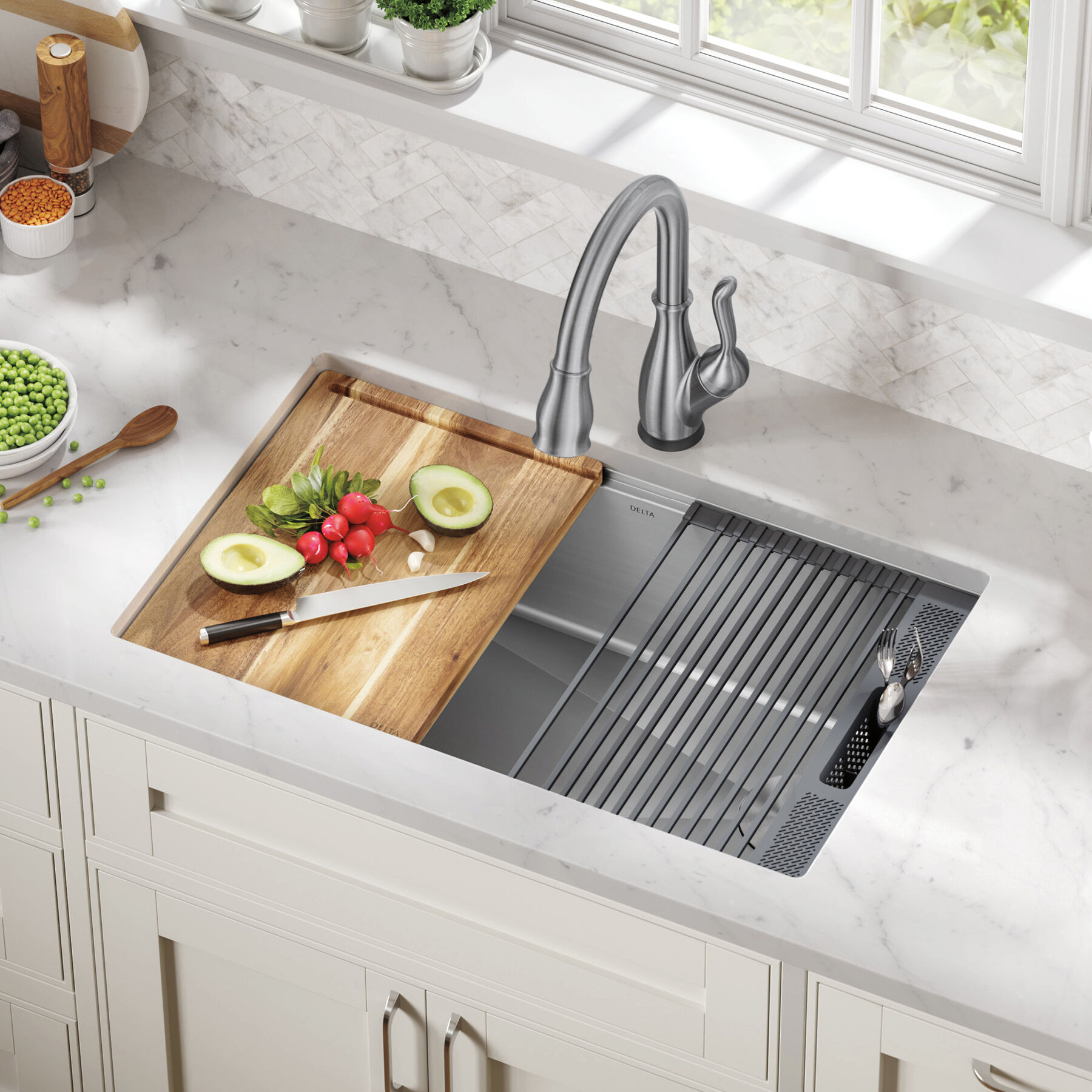 30&rdquo; Workstation Kitchen Sink Undermount Stainless Steel Single Bowl with WorkFlow&trade; Ledge and Accessories